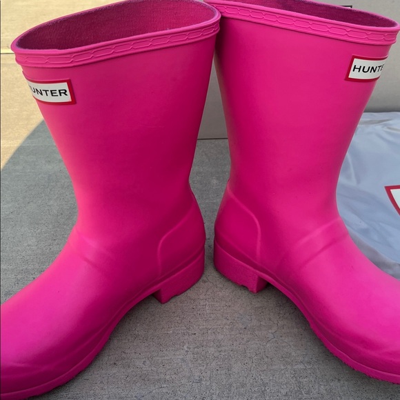 Hunter rain boots Ion matte bright Pink original short 7 silver buckle - Picture 10 of 12